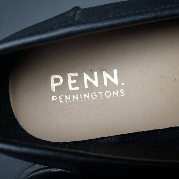 NWOT Penningtons Ladies Size 12WW Black Faux Leather Chunky Sole Loafers - Picture 6 of 9
